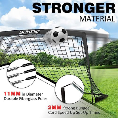 BOHEN 9x5 FT Kids Soccer Goals with Carry Bag, Portable Folding Soccer Net for Backyard Training, Indoor/Outdoor Use for Youth and Adult