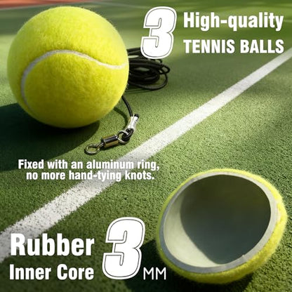 VAIIO Professional Tennis Trainer - Full Metal Portable Solo Rebounder with 3 High-Elastic String Balls, Ideal for Adults, Kids, Beginners & Advanced Players - color: Blue