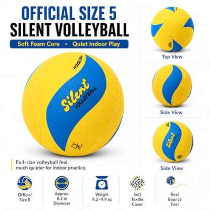 Volleyball Trainer with Silent House Ball – Indoor Practice Training Set with Serve Trainer Belt and Quiet Indoor Volleyball for Beginners & Advanced Players