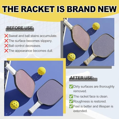 4.06 Oz Pickleball Paddle Cleaner, 5 * 7 * 1 Cm Pickleball Paddle Eraser, Includes a Towel to Remove Dirt and Sweat, Restoring the Shine to Your Racket's Surface. Suitable for All Rackets