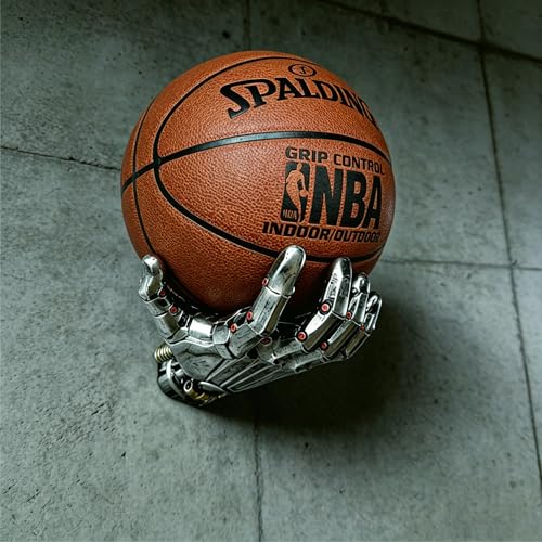 Basketball Ball Storage Holder for Wall Lightweight Resin Display Rack - Football, Volleyball Shelves for Wall Man Cave Decor - Autograph Basketball Coach Gifts, Silvery - color: Silvery
