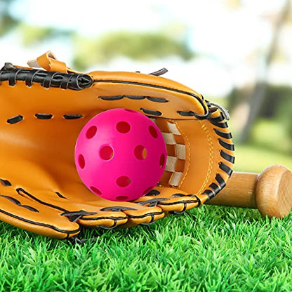 Coopay 24/80 Pack Practice Baseball SoftBalls Plastic Training Balls Lightweight Hollow Balls with a Drawstring Bag for Hitting, Baseball Training Indoor Outdoor Use - color: Green, Blue, Pink, style: 24 Pack