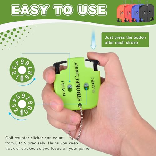 Golf Score Indicator, Stroke Counter Clicker Portable Handy Count Shot Keeper with Key Chain for Golfer Training