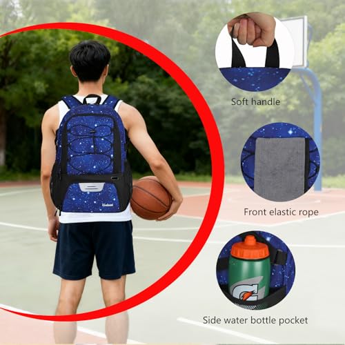 Goloni Basketball Backpack,Large Sports Bag with Ball Compartment & Shoe Compartment,Basketball Bag Fit Volleyball, soccer,Gym - color: Starry Sky Blue