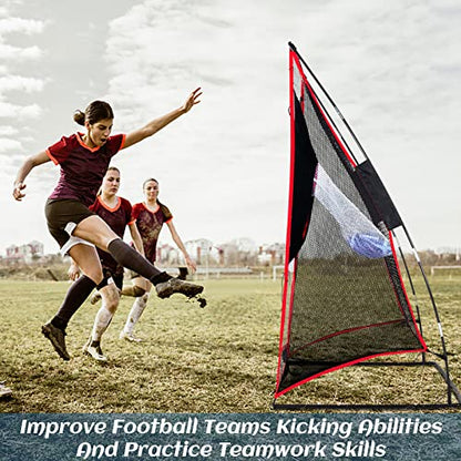 3x6FT Football Net with Throwing Target Strike Zone for Kicking Punting and QB Accuracy Training Portable Football Practice Equipment with Steel Base and Carry Bag - size: 3X6FT with Target