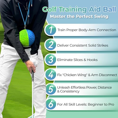 Golf Training Aid Ball for Impact Precision & Consistent Swings - Master Body Connection to Fix Slicing, Scooping & Chicken Wing | Simple and Effective Golf Training Tool - size: Large