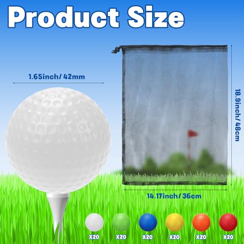 Coopay 60/120/240 Pack Practice Golf Balls, 42mm Plastic Golf Training Balls with a Drawstring Bag Hollow Sports Limited Flight for Swing Practice Driving Range Backyard Home - color: Multicolor, style: 120 Pack