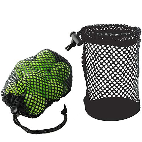 Nylon Mesh Bag 2pcs Black 17x12cm Lightweight Nylon Mesh Golf Ball Bags Holder Storage with Cord Lock Closure for Sports Balls, Toys, Diving