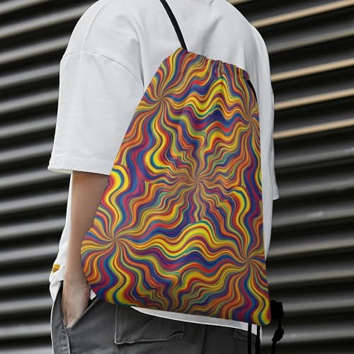 Travel Drawstring Backpack Theft Proof Cinch Sack Water Resistant Sackpack for Camping Hiking Outdoor Sports, Psychedelic Infinity Bags - color: Picture (632)