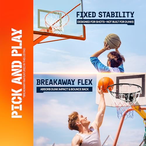 Yes4All Basketball Net, 18-Inch Heavy-Duty Basketball Rim Replacement for Indoor & Outdoor Use, Fits Youth & Adult Hoops - Fixed & Breakaway Options, Bolts Included - style: Breakaway