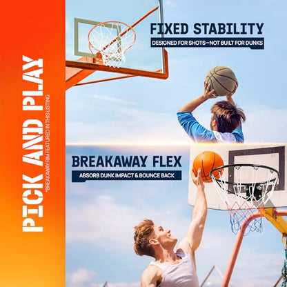 Yes4All Basketball Net, 18-Inch Heavy-Duty Basketball Rim Replacement for Indoor & Outdoor Use, Fits Youth & Adult Hoops - Fixed & Breakaway Options, Bolts Included - style: Breakaway