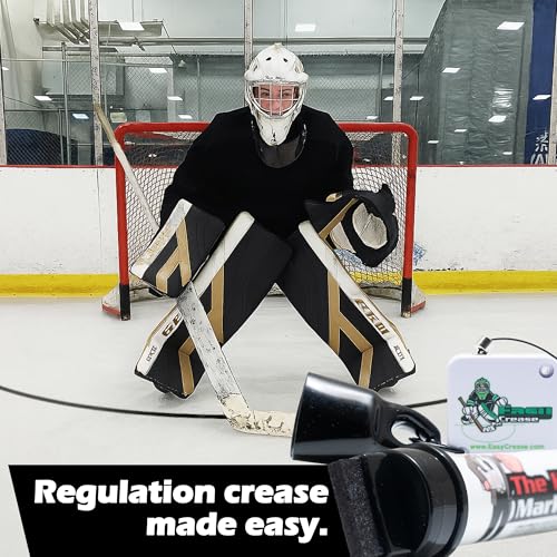 The Hockey Marker: Precision Hockey Training Aid for Coaches & Goalies, Ice-Safe Alignment Guide with Crease Protractor, Professional Black Marker for Regulation Goalie Crease Setup