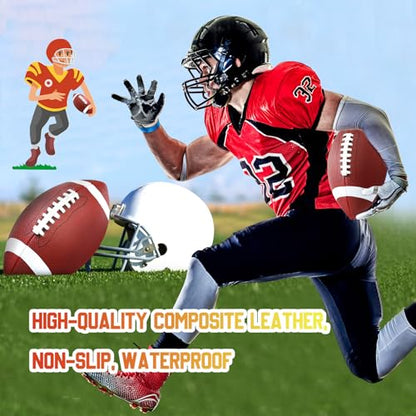 Jerify Composite Leather Footballs Official Size Composite Leather Balls Leather Inflatable Footballs with Pump Indoor Outdoor Footballs Bulk for Training and Recreational Play
