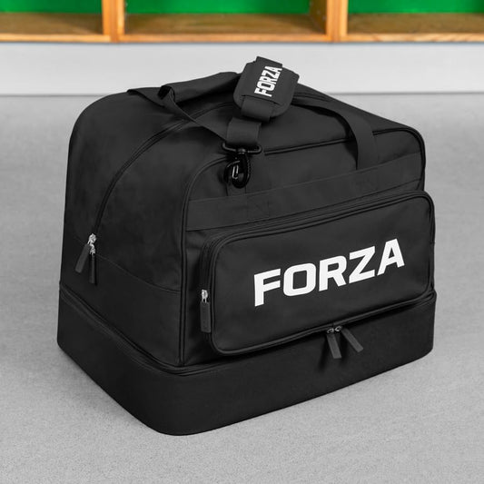 FORZA Players Holdall Kit Bag – 55L Durable Sports Duffel with Reinforced Boot Compartment, Shoulder Strap & Zippered Pockets for Training, Matchday & Travel - color: Black