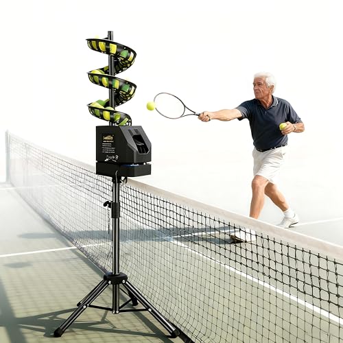 Remote Control Tennis Ball Machine & Launcher for Solo Practice | Customize Speed, Height, Angle (48° Oscillation) & Frequency | 33-Ball Capacity, for Beginners, Coaches, Clubs
