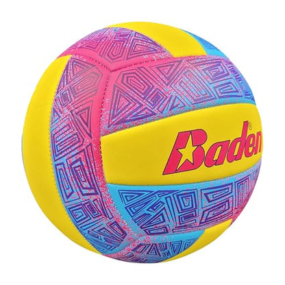 Baden | Fun Design | Official Size & Weight Indoor & Outdoor Volleyball | Bright & Beachy! Soft Touch Synthetic Leather, Durable Stitching |All Ages & Skill Levels