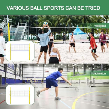Volleyball Poles Adjustable Height,Professional Permanent Volleyball Net Posts,Outdoor Badminton Post,Volleyball Net Poles with Ground Sleeves for School Indoor Gym Adult Kids