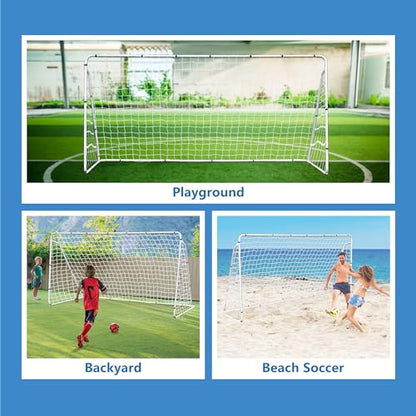 F2C Soccer Net 12 x 6 Soccer Goal for Backyard, Steel Frame for Kids, Adult Portable Shooting Training Aid with Carry Bag,Ground Stakes Waterproof (12x6 FT)