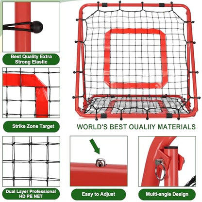 BaseGoal Baseball and Softball Rebounder Net,Baseball Rebounder,Volleyball Rebounder,Pitch Back Net,Multi-Sport Training Rebound Screen,with Pitching Target,Easy Adjustable Angles