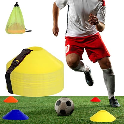 Athllete Durable and Flexible Soccer Cones (Set of 50) - Highly Visible Cones for Sports Training - Ideal Soccer Cones for Training - color: 50 Pack, Neon Yellow