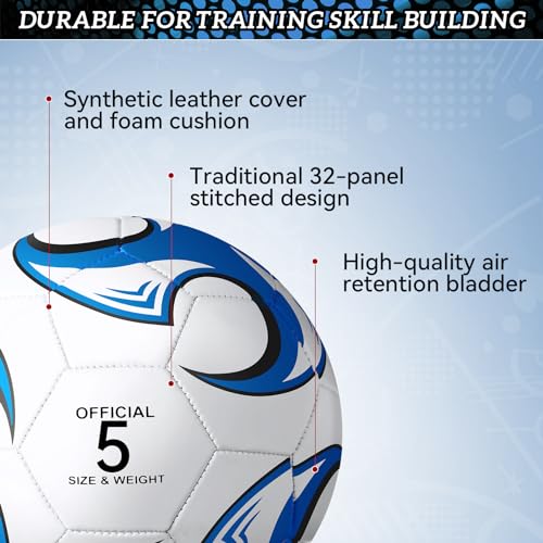 Lunmon 20 Pcs Soccer Balls Bulk with Pump and Net Bag Sport Ball Size 4/5 Outdoor Deflated Soccer Ball for Youth Adult Training Practice Game Match Sports Birthday Gift Party