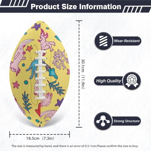 SYtrade Recreational Football Game Footballs PU Composite Leather Footballs for Training Indoor Outdoor - color: Axolotl Starfish Yellow
