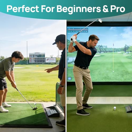 68 Pcs Golf Mat Tees Set, Mix Sizes Rubber Tees for Simulator & Hitting Mats, Golf Swing Training Aid with Impact Tape and Bamboo Tee for Beginners & Pro Golfers Indoor or Driving Range Practice