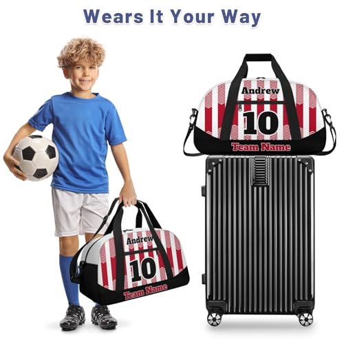 Basketball Soccer Gifts for Boys Girls - Custom Sports Duffle Bag, Personalized Name & Team Bag, Water-Resistant Gym Bag for Basketball, Soccer, Volleyball | Y-Red Black - color: Y-Red Black
