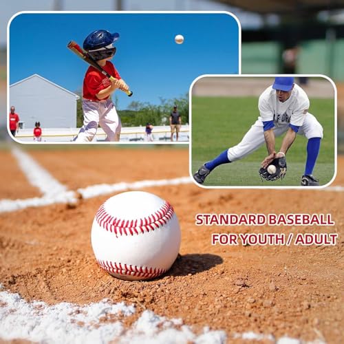 Unmarked Adult Baseballs, Standard Practice Baseball Size 9 Inch, Blank Baseballs Tball Balls for High School League Training, Pitching, Throwing and Autograph (2Pack, 4 Pack, 12 Pack) - style: 2 Pcack Baseballs