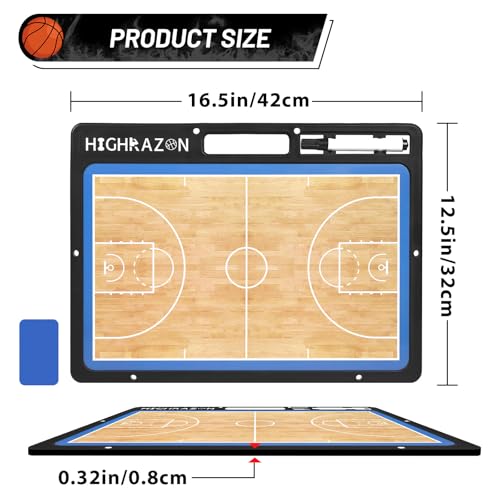 Dry Erase Basketball Clipboard for Coach, Premium Tactical Basketball Coaching Board, Double Sides Full & Half Court Dry Erase Board with Marker