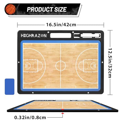 Dry Erase Basketball Clipboard for Coach, Premium Tactical Basketball Coaching Board, Double Sides Full & Half Court Dry Erase Board with Marker