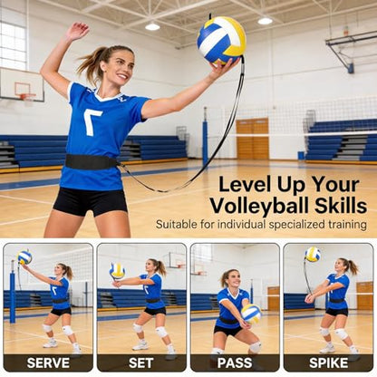 Volleyball Training Equipment Aid Set, 8 Pcs Indoor Outdoor Solo Practice Kit with Training Volleyball, Belt, Trainer Aids for Serve, Spike, Pass Practice, Ideal Gift for Girls and Beginners