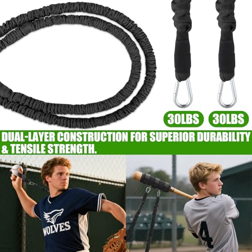 TOBWOLF 4PCS Baseball Exercise Bands with Interchangeable Grips, Baseball Resistance Trainer for Pitching & Throwing, Training Aid for Baseball Softball Pitchers to Build Arm Strength, Warm-Up