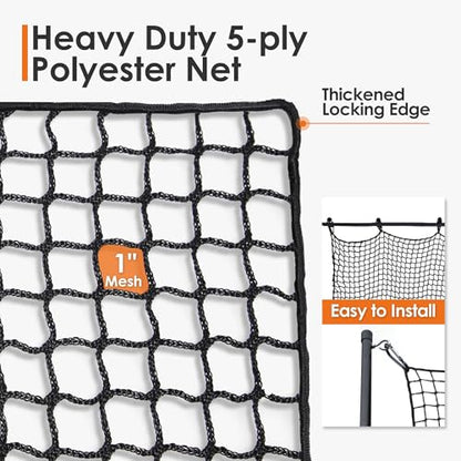ORIENGEAR Golf Netting for Garage, Golf Hitting Practice Net 10x15ft 10x20ft, Backyard DIY Nets for Chipping Driving and Baseball Hockey Soccer Sports, with Rope and Buckle (NET ONLY Without Poles) - style: 10X15 FT with Rope