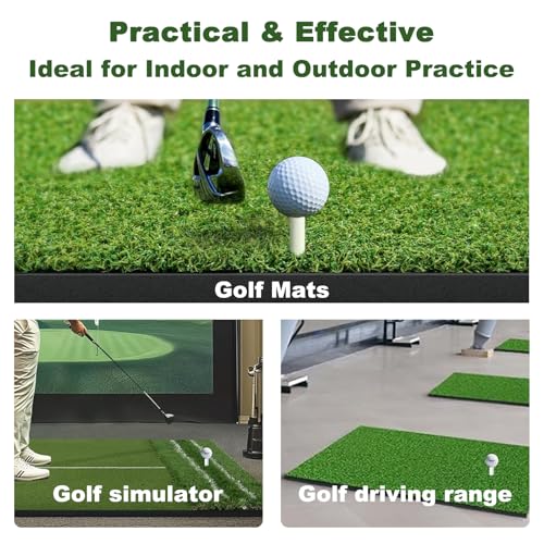 Rubber Golf Tees for Mats, 48 Pack – Includes 8 Rubber Tees & 40 Natural Hardwood Tees, Durable and Portable for Golf Hitting Mats, Simulator & Driving Range Practice