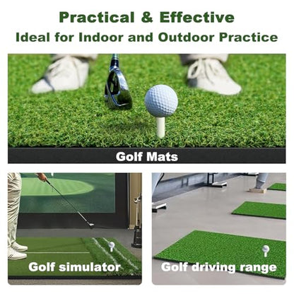Rubber Golf Tees for Mats, 48 Pack – Includes 8 Rubber Tees & 40 Natural Hardwood Tees, Durable and Portable for Golf Hitting Mats, Simulator & Driving Range Practice