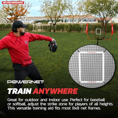 PowerNet Strike Zone Pitching Aid for 7 & 8 FT Nets, Baseball Training Equipment for Pitching Drills and Location Accuracy, Solo or Team Pitcher Training Aid, Net Sold Separately - Attachment Only