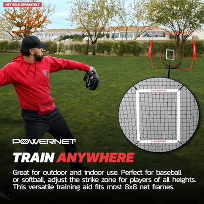 PowerNet Strike Zone Pitching Aid for 7 & 8 FT Nets, Baseball Training Equipment for Pitching Drills and Location Accuracy, Solo or Team Pitcher Training Aid, Net Sold Separately - Attachment Only