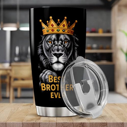 CUBICER Best Brother Ever Lion Design Stainless Steel Tumbler 20 Oz Inspirational Gift For Men Birthday Christmas Bottle Hot Heat Outdoor Iced Insulated Cool Coffee Tea Drink Mug Travel - color: Brother Motivation 0U