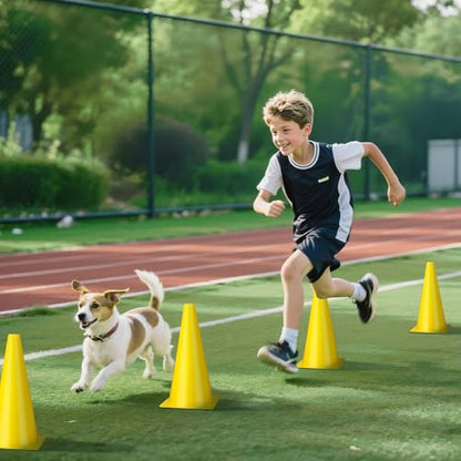 12 Inch Durable Cones,12pcs Versatile Plastic Traffic Cones and Soccer Cones for Sports Training,Agility Drills,Parking Safety,Basketball Training,Football Training. - color: yellow