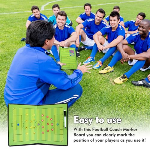 Football Tactic Board, Soccer Coaching Marker Board with Magnets, 2pcs Whiteboard Marker, Eraser