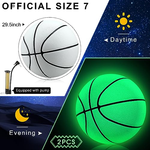 Jenaai 3 Pcs Glow Basketball Set, Includes Size 7 Glowing Basketball Light up Nightlight Net with Pump for Hoop Luminous Sports Gift Sports Prize Back to School