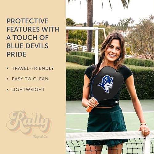 Officially Licensed Collegiate Pickleball Paddle Cover - Lightweight PU Leather Material - Durable Foam Interior Protection with Zippered Closure - Fits Most Paddles on the Market - color: Duke Blue Devils