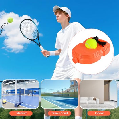 ALLOMN Solo Tennis Trainer Rebound with 3 String Balls, Solo Practice Rebound Ball for Adults, Portable Tennis Training Equipment for Beginners Sport Exercise, Tennis Rebounder Kit.