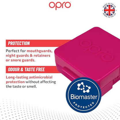 OPRO Mouth Guard Case (Pink) Long-Lasting Freshness and Hygiene with Biomaster Protection – Hygienic Retainer Case for Mouthguards, Night Guards, Retainers & Snore Guards - color: Pink