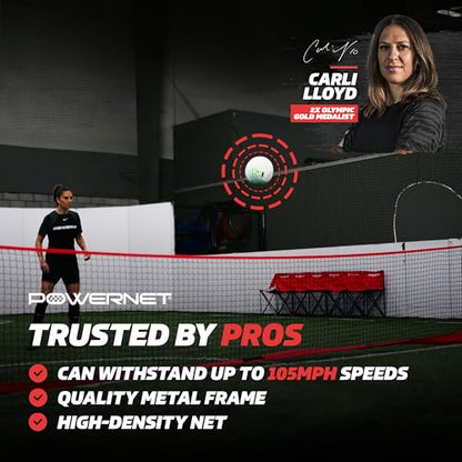 PowerNet Soccer Tennis Net, Portable Instant, Indoor Outdoor, Metal Collapsible Base Weighted, Durable Vertical Bow Posts, Quick Setup Easy Folding Storage, 1 Net + 1 Carrying Bag - size: 18 ft x 3 ft