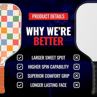 SCS Carbon Fiber Pickleball Paddle – USAPA Approved 2024 – Lightweight, Enhanced Spin, Sure-Grip Handle – Evo-Lite Series for Intermediate Players - color: Willow