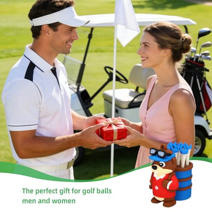 Penitue Caddie Golf Tee Holder, Including 8 Golf Ball Tees Creative Cute Cat Holder Set for Women Men Golfers Attaching to Backpack Shoulder Bag Belt - style: Beave