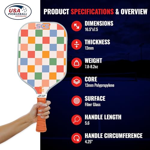 SCS Carbon Fiber Pickleball Paddle – USAPA Approved 2024 – Lightweight, Enhanced Spin, Sure-Grip Handle – Evo-Lite Series for Intermediate Players - color: Willow