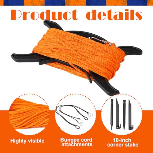 Woanger 30 x 60 ft Volleyball Boundary Rope Set Beach Volleyball Lines with 4 Square for Sports Beach Ball Grass Setup